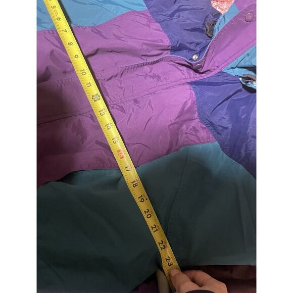 Vintage 90’s Lands End Jacket Small Colorblock Hooded Waterproof Parka M Pockets - Picture 11 of 11